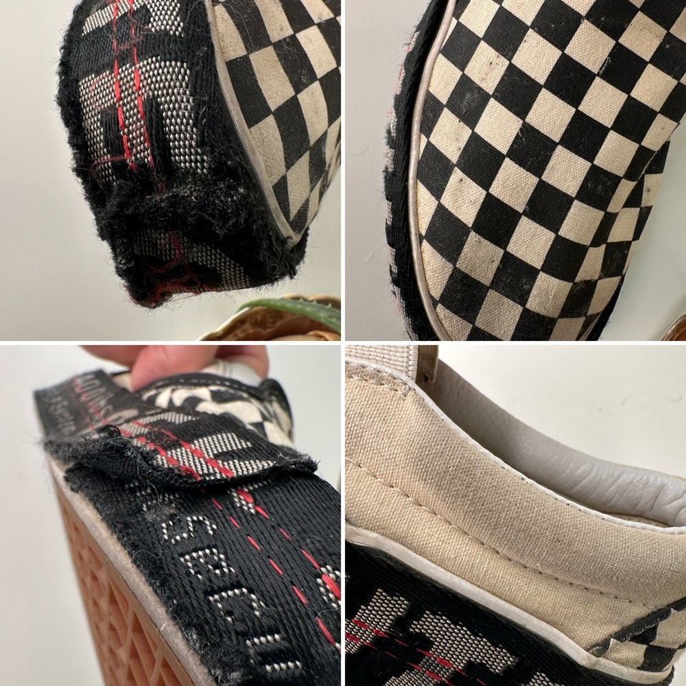 Custom Vans Checkerboard Slip-Ons w/ Off-White Style Platform Belt Wrap M6.5 W8 - Picture 10 of 13